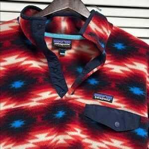 Patagonia Red and Blue Lightweight Shirt Jacket- Aztec Synchilla RARE